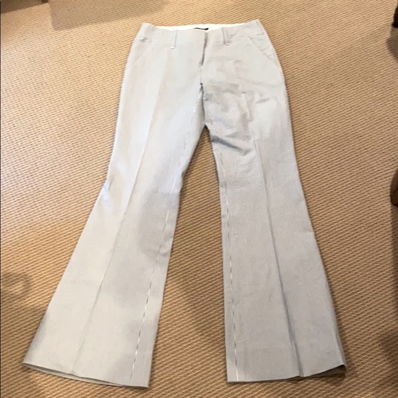 ELIE TAHARI SEERSUCKER BLUE & WHITE SLACKS - Picture 2 of 10